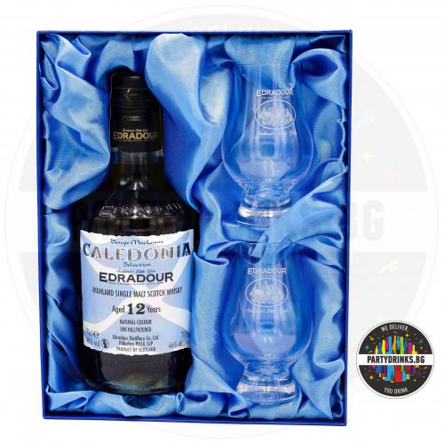 Уиски Edradour Caledonia 12 Years Old 700ml 46% с 2 чаши